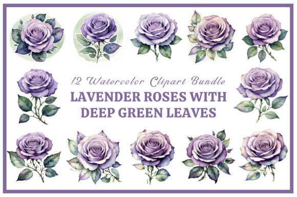 Download Lavender Roses with Green Leaves Bundle - Premium Resources
