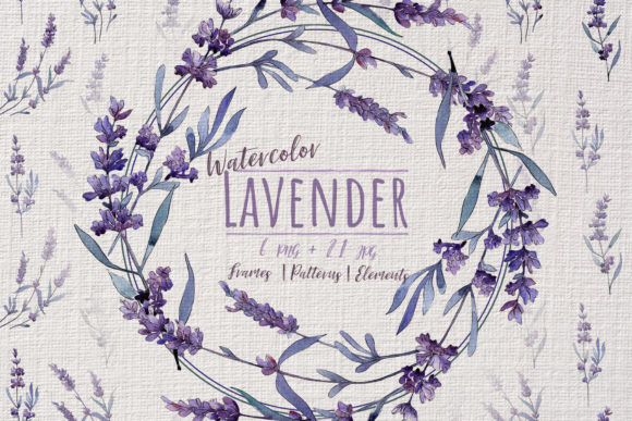 Download Wonderful Violet Lavender Watercolor Set - Premium Resources